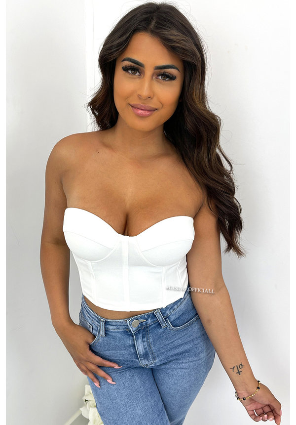 WHITE - 'MOLLY-MAE' - FISHBONE CORSET TOP