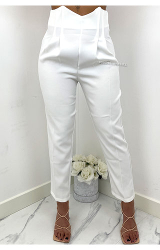 WHITE - 'DELANA' - EXTRA HIGH WAIST CORSET PANTALON 