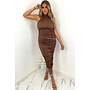 CHOCO - 'KIRSTEN DRESS' - RUCHED MAXI HALTER DRESS