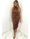 CHOCO - 'KIRSTEN DRESS' - RUCHED MAXI HALTER DRESS