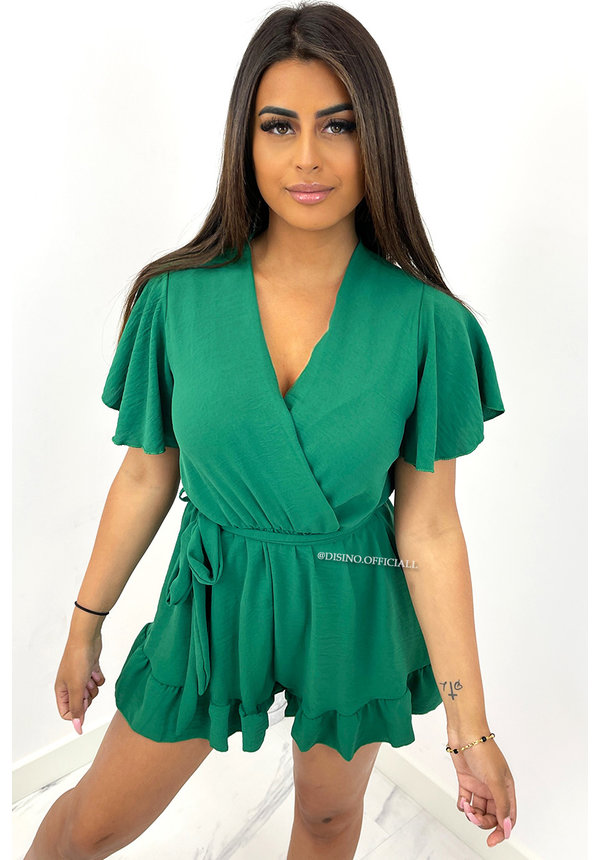 GREEN - 'STACEY' - CUTE RUFFLE PLAYSUIT
