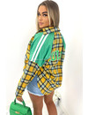 YELLOW - 'SCARLETT V3' - SPORTY TWO TONE CHECKED OVERSIZED BOYFRIEND BLOUSE