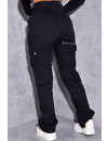 BLACK - 'SHAY' - PERFECT FIT CARGO STRAIGHT LEG JEANS
