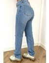 LIGHT BLUE - 'AUSTIN' - RIPPED HIGH WAIST STRAIGHT LEG JEANS - 1886