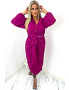 PURPLE - 'WILLOW V2' - PREMIUM QUALITY KNOTTED MAXI BLOUSE DRESS