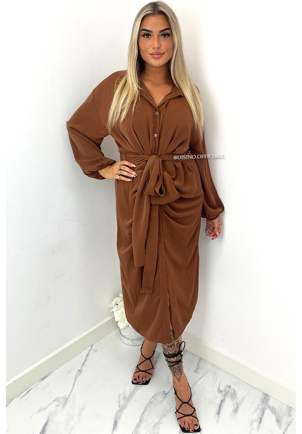 CHOCO - 'WILLOW V2' - PREMIUM QUALITY KNOTTED MAXI BLOUSE DRESS