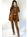 BROWN - 'LOIS BLAZER' - CHENILLE STRETCH BOYFRIEND BLAZER