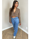 BLUE - 'CALIFORNIA V2' - PERFECT FIT STRETCH HIGH WAIST STRAIGHT WIDE LEG JEANS