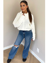 BLUE - 'MURILLO' - HIGH WAIST RIPPED KNEE STRAIGHT LEG JEANS - 1675