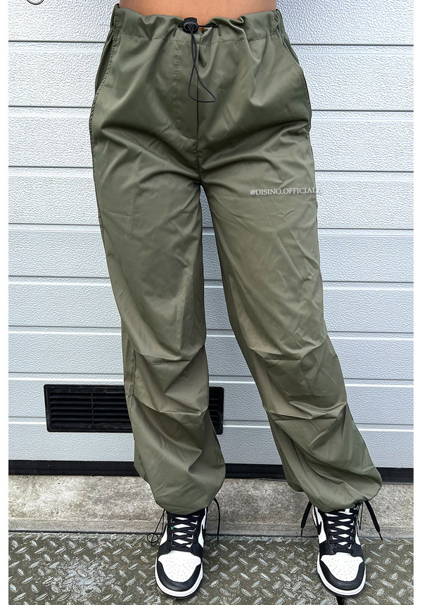 KHAKI GREEN - 'ROXY' - PARACHUTE CARGO PANTS