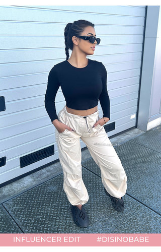 BEIGE - 'ROXY' - PARACHUTE CARGO PANTS BEIGE - 'ROXY' - PARACHUTE CARGO PANTS