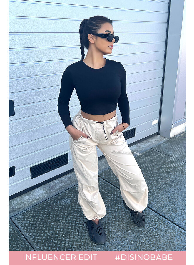 BEIGE - 'ROXY' - PARACHUTE CARGO PANTS