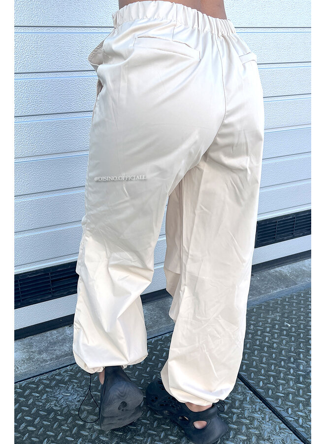BEIGE - 'ROXY' - PARACHUTE CARGO PANTS