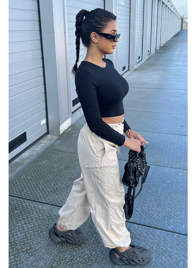 BEIGE - 'ROXY' - PARACHUTE CARGO PANTS