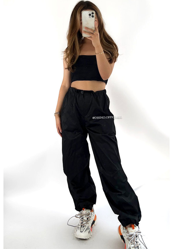 BLACK - 'ROXY' - PARACHUTE CARGO PANTS