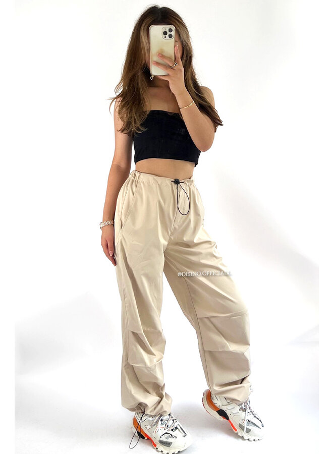 BEIGE - 'ROXY' - PARACHUTE CARGO PANTS