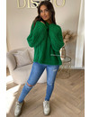 GREEN - 'CHELSEA' - CABLE KNITTED BELL SLEEVE SWEATER
