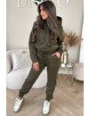 KHAKI GREEN - 'STEFFANIE V2' - PREMIUM QUALITY CROPPED JOGGER SET