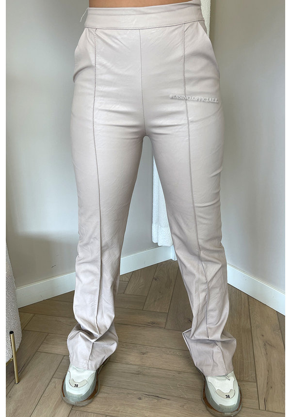 NUDE - 'AMIRA' - HIGH WAIST LEATHER STRAIGHT LEG PANTS