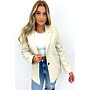 BEIGE - 'YADE LEATHER' - OVERSIZED BOYFRIEND BLAZER