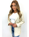 BEIGE - 'YADE LEATHER' - OVERSIZED BOYFRIEND BLAZER