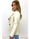 BEIGE - 'YADE LEATHER' - OVERSIZED BOYFRIEND BLAZER