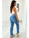 BLUE - 'MEMPHIS' - PERFECT FIT STRETCH HIGH WAIST STRAIGHT LEG JEANS - 1897