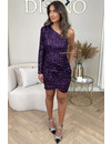 PURPLE - 'RUBY' - PREMIUM QUALITY SEQUIN ONE ARM DRESS