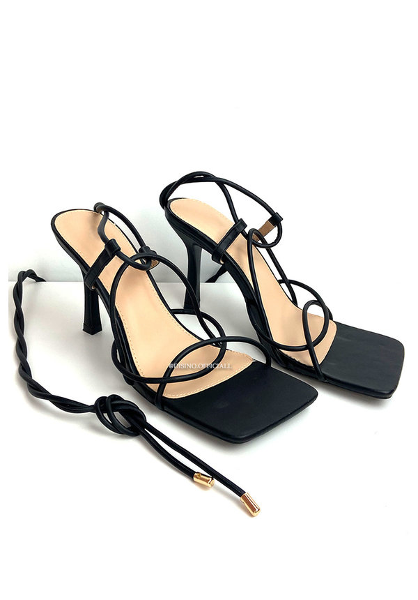 BLACK - 'MILLY HEELS' - TOUWTJES HAKKEN ROPE HEELS