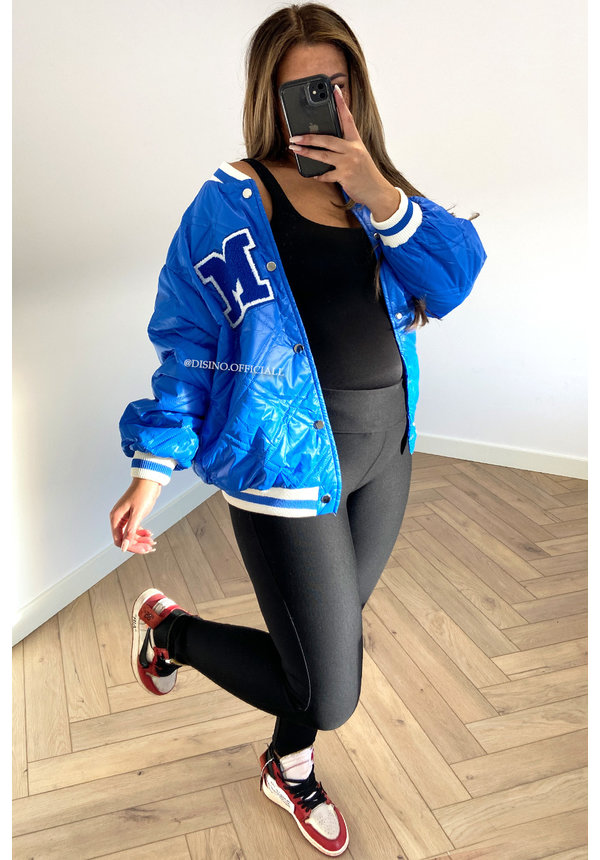 BLUE - 'MARBLE' - VARSITY INSPIRED COLLEGE JACKET