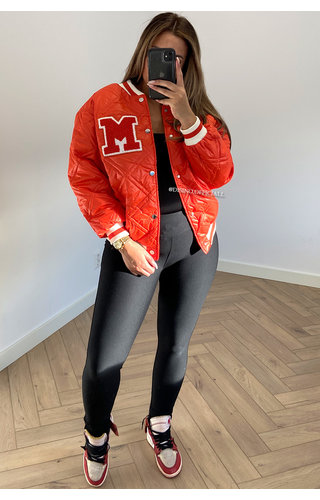 ORANGE - 'MARBLE' - VARSITY INSPIRED COLLEGE JACKET ORANGE - 'MARBLE' - VARSITY INSPIRED COLLEGE JACKET