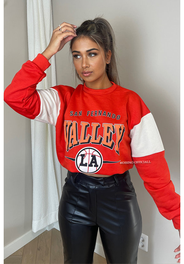 ORANGE - 'SAN FERNANDO VALLEY' - OVERSIZED BASKETBALL SWEATER