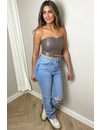 TAUPE - 'RYLEE TOP' - VEGAN LEATHER CORSET TOP