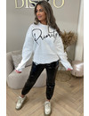 WHITE - 'PRIORITY SWEATER' - PREMIUM QUALITY OVERSIZED SLOGAN SWEATER