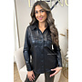 BLACK - 'LILIANA' - PREMIUM QUALITY VEGAN LEATHER BLOUSE