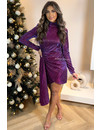 PURPLE - 'LOTUS' - MULTICOLOR EXCLUSIVE SPARKLE LONG SLEEVE DRESS