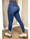 QUEEN HEARTS JEANS - BLUE - HIGH WAIST SKINNY FRAY HEM - 713