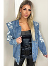 BLUE - 'BEVERLY STUDS' - PREMIUM QUALITY INSPIRED DENIM FLAMES JACKETS