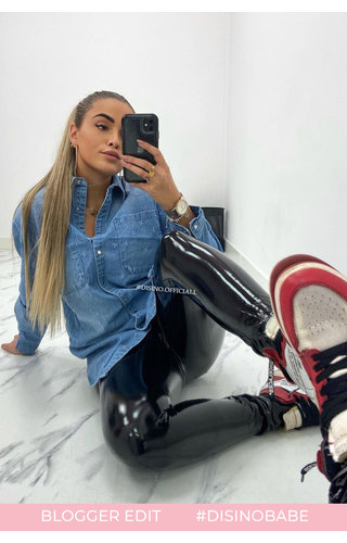BLACK - 'JENNER' - HIGH WAIST VINYL PANTS WITH BAND BLACK - 'JENNER' - HIGH WAIST VINYL PANTS WITH BAND