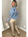 LIGHT BLUE - 'LOVE&PEACE' - DESIGNER INSPIRED CROPPED DENIM JACKET