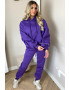 PURPLE - 'DONNA JOGGER SET' - RUCHED SLEEVE HOODIE + JOGGER PANTS