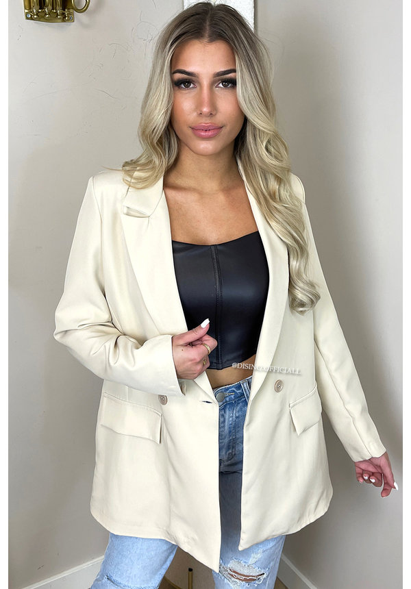 BEIGE - 'BIBI BLAZER' - OVERSIZED BOYFRIEND BLAZER