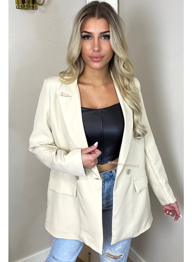 BEIGE - 'BIBI BLAZER' - OVERSIZED BOYFRIEND BLAZER