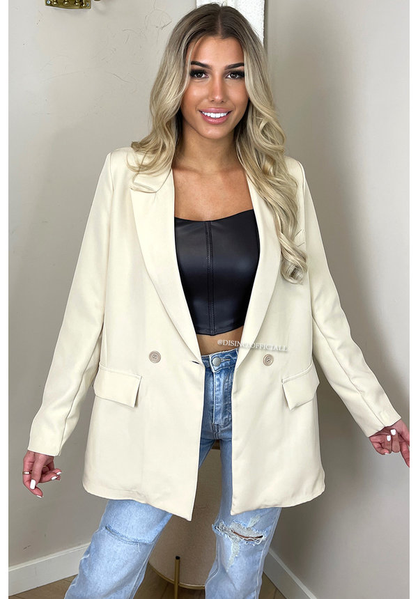 BEIGE - 'BIBI BLAZER' - OVERSIZED BOYFRIEND BLAZER