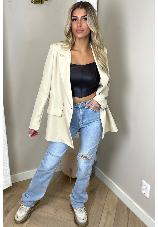 BEIGE - 'BIBI BLAZER' - OVERSIZED BOYFRIEND BLAZER