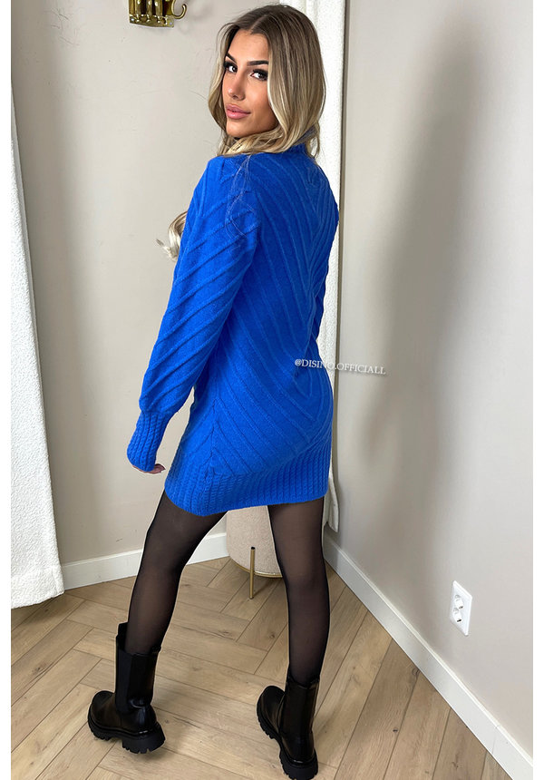 ROYAL BLUE - 'CARINA DRESS' - PREMIUM QUALITY KNIT SWEATER DRESS