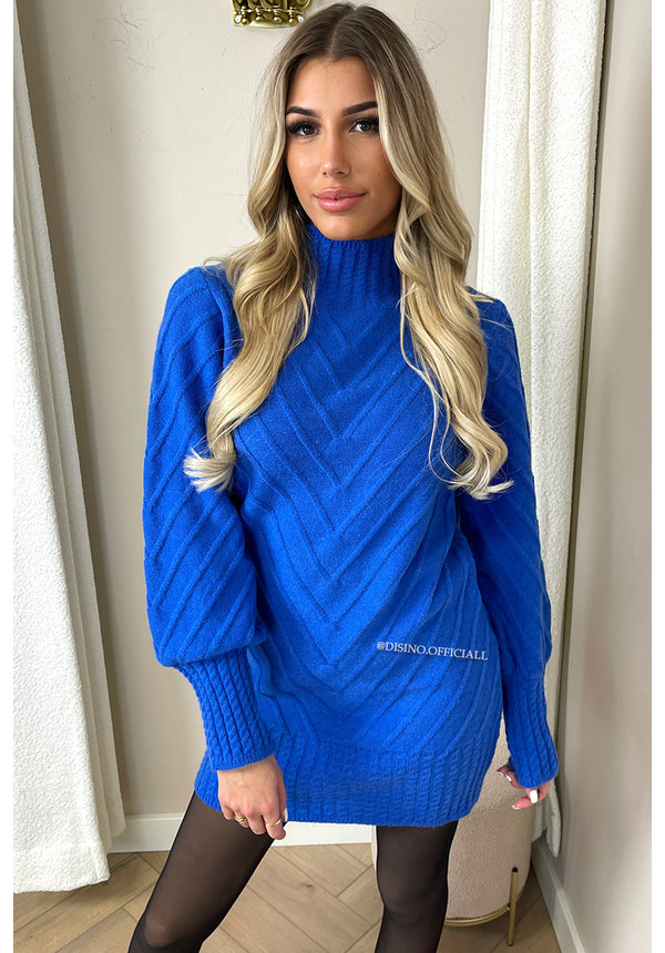 ROYAL BLUE - 'CARINA DRESS' - PREMIUM QUALITY KNIT SWEATER DRESS