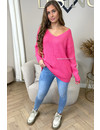 PINK - 'CORA' - PREMIUM QUALITY OVERSIZED V-NECK KNIT