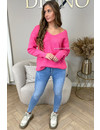 PINK - 'CORA' - PREMIUM QUALITY OVERSIZED V-NECK KNIT