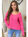 PINK - 'CORA' - PREMIUM QUALITY OVERSIZED V-NECK KNIT